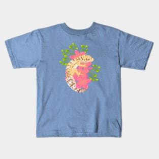 Leopard Gecko, Bell Albino, and Frangipani Flowers Kids T-Shirt